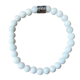 Dames armband witte Jade 6 mm met basic kraal Dames armband witte Jade 6 mm met basic kraal