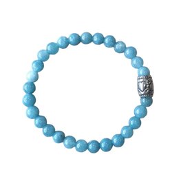 Dames armband Aquamarijn 6 mm met basic kraal Dames armband Aquamarijn 6 mm met basic kraal