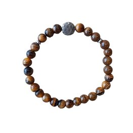 Dames armband Tijgeroog 6 mm met Flower of Life kraal