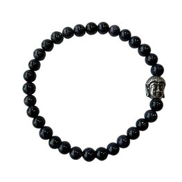 Dames armband Blauwvloed 6 mm met Boeddha kraal Dames armband Blauwvloed 6 mm met Boeddha kraal