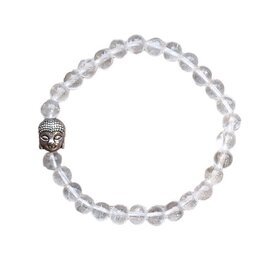 Dames armband Bergkristal 6 mm met Boeddha kraal