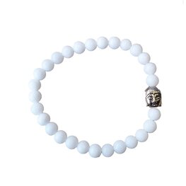 Dames armband Witte Jade 6 mm met Boeddha kraal Dames armband Witte Jade 6 mm met Boeddha kraal