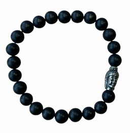 Heren armband 8 mm Onyx mat met Boeddha kraal