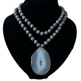 Bohemian ketting Lava en Agaat Bohemian ketting Lava en Agaat