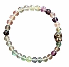 Dames armband Fluoriet 6 mm met Boeddha kraal Dames armband Fluoriet 6 mm met Boeddha kraal