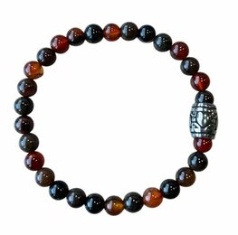 Dames armband Vuur Agaat 6 mm met basic kraal Dames armband Vuur Agaat 6 mm met basic kraal