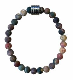 Dames armband Picasso Jaspis mat 6 mm (19 cm) met vier ringen kraal Dames armband Picasso Jaspis mat 6 mm (19 cm) met vier ringen kraal