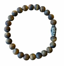 Heren armband Tijgeroog mat 8 mm met Boeddha kraal