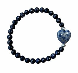 Dames armband Blauwvloed 6 mm met hart kraal Dames armband Blauwvloed 6 mm met hart kraal