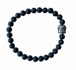 Dames armband Onyx mat 6 mm met Boeddha kraal