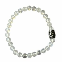 Dames armband Bergkristal 6 mm met basic kraal