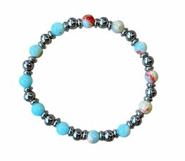 Dames armband Larderiet 6 mm met RVS kralen Dames armband Larderiet 6 mm met RVS kralen