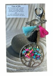 Tassen/sleutel hanger Levensboom met mix van kleuren