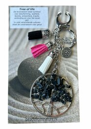 Tassen/sleutel hanger Levensboom met Onyx