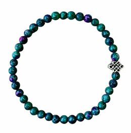 Dames armband Robijn in Zoïsiet 5 mm met oneindige geluksknoop