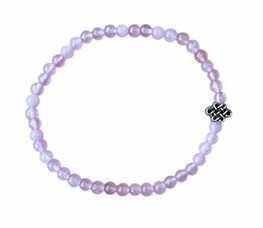 Dames armband Rozenkwarts 4 mm met oneindige geluksknoop