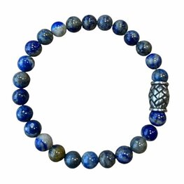 Heren armband Lapis Lazuli 8 mm met vlecht kraal