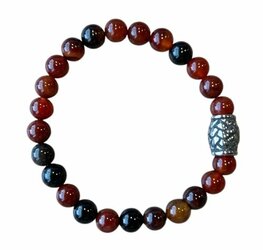 Herenarmband Vuur Agaat 8 mm met vlecht kraal