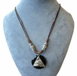 Ketting met oog en natuursteen Onyx
