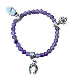 Kinder armband (14 cm) Amethist 4 mm met bedeltjes