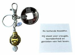 Lach Boeddha met munt (goudkleurig)