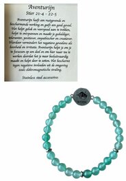 Dames armband Aventurijn met RVS sterrenbeeld afbeelding Stier Dames armband Aventurijn met RVS sterrenbeeld afbeelding Stier