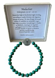 Dames armband Malachiet 6 mm met sterrenbeeld Schorpioen
