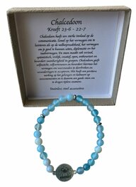 Dames armband Chalcedoon 6 mm met sterrenbeeld Kreeft
