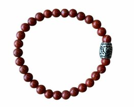 Dames armband rode Jaspis 6 mm met basic kraal