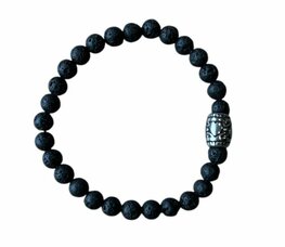 Dames armband Lava steen 6 mm met basic kraal