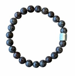 Heren armband Alabastro Jaspis 8 mm met mat zilverkleur kraal