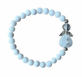 Dames armband Witte Jade met Engelkraal