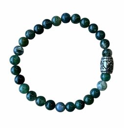 Dames armband Mos Agaat 6 mm met basic kraal