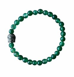 Dames armband groene Agaat facet 6 mm met Boeddha kraal