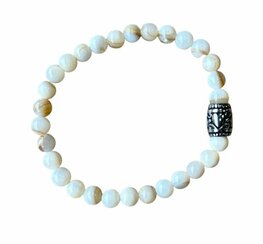 Dames armband Parelmoer 6 mm met basic kraal Dames armband Parelmoer 6 mm met basic kraal