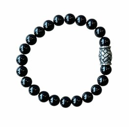 Heren armband 8 mm zwarte Toermalijn met vlecht kraal Heren armband 8 mm zwarte Toermalijn met vlecht kraal