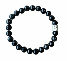 Heren armband zwarte Obsidiaan 8 mm met matzilverkleur kraal Heren armband zwarte Obsidiaan 8 mm met matzilverkleur kraal