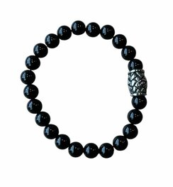 Dames armband Onyx 8 mm (19,5 cm) met vlecht kraal Dames armband Onyx 8 mm (19,5 cm) met vlecht kraal