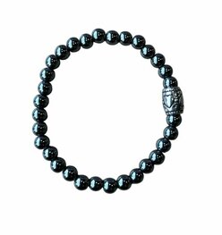 Dames armband Hematiet 6 mm met basic kraal Dames armband Hematiet 6 mm met basic kraal