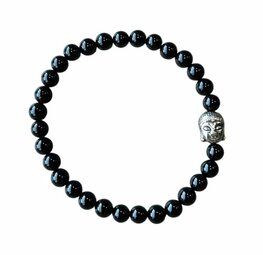 Dames armband Onyx 6 mm met Boeddha kraal Dames armband Onyx 6 mm met Boeddha kraal