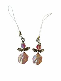 Beschermengel met schelpenrokje en roze hoofd (5 stuks)