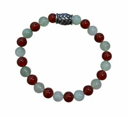 Herenarmband Aventurijn en Carneool 8 mm met vlecht kraal Herenarmband Aventurijn en Carneool 8 mm met vlecht kraal
