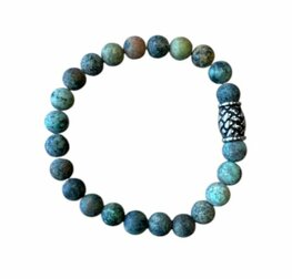 Herenarmband Afrikaans Turquoise mat met vlecht kraal