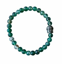 Dames armband Dragon Veins Agaat (groen) 6 mm met Boeddha kraal Dames armband Dragon Veins Agaat (groen) 6 mm met Boeddha kraal
