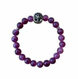 Dames armband Lepidoliet 8 mm met Tree of Life kraal Dames armband Lepidoliet 8 mm met Tree of Life kraal