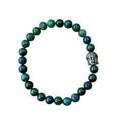 Dames armband Azuriet Malachiet 6 mm met Boeddha kraal Dames armband Azuriet Malachiet 6 mm met Boeddha kraal