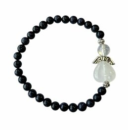 Dames armband Blauwvloed 6 mm met beschermengel Dames armband Blauwvloed 6 mm met beschermengel