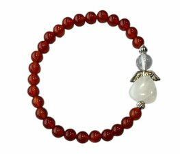 Dames armband Carneool 6 mm met beschermengel Dames armband Carneool 6 mm met beschermengel