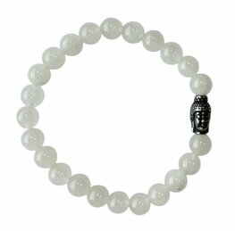 Heren armband witte Jade 8 mm met Boeddha kraal Heren armband witte Jade 8 mm met Boeddha kraal