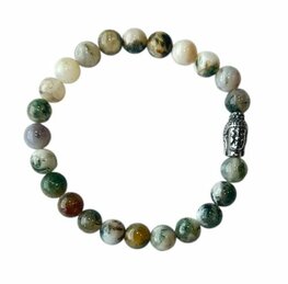 Heren armband Boom Agaat 8 mm met Boeddha kraal Heren armband Boom Agaat 8 mm met Boeddha kraal